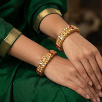 Js Fashion  Antique Design Party wear Beautiful Rajwadi Polish Bangle Set of 2