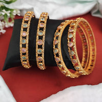 Js Fashion  Rajwadi Polish Fancy Design Antique 4 Pc Bangles Set