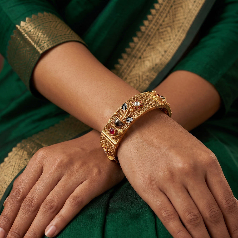 Js Fashion  Rajwadi Polish Accessories Women Antique Bangles Set