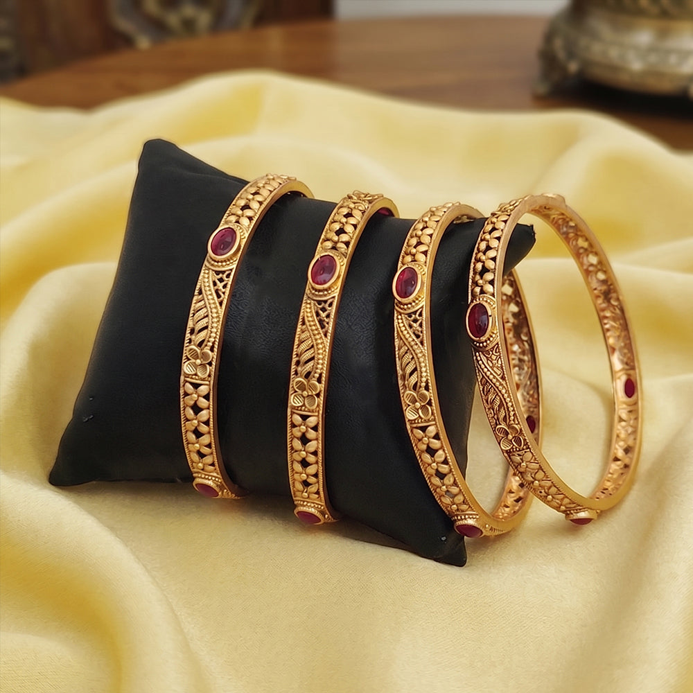 Js Fashion  Beautiful Rajwadi Polish Fancy Design Party wear Antique Bangle Set of 4