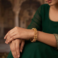 Js Fashion  Temple High Gold Polish Full Stone 2 Bangles Set