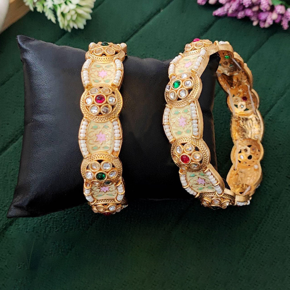 Js Fashion  Beautiful Design High Gold Polish Party Wear 2 Bangles Set
