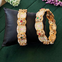 Js Fashion  Beautiful Design High Gold Polish Party Wear 2 Bangles Set