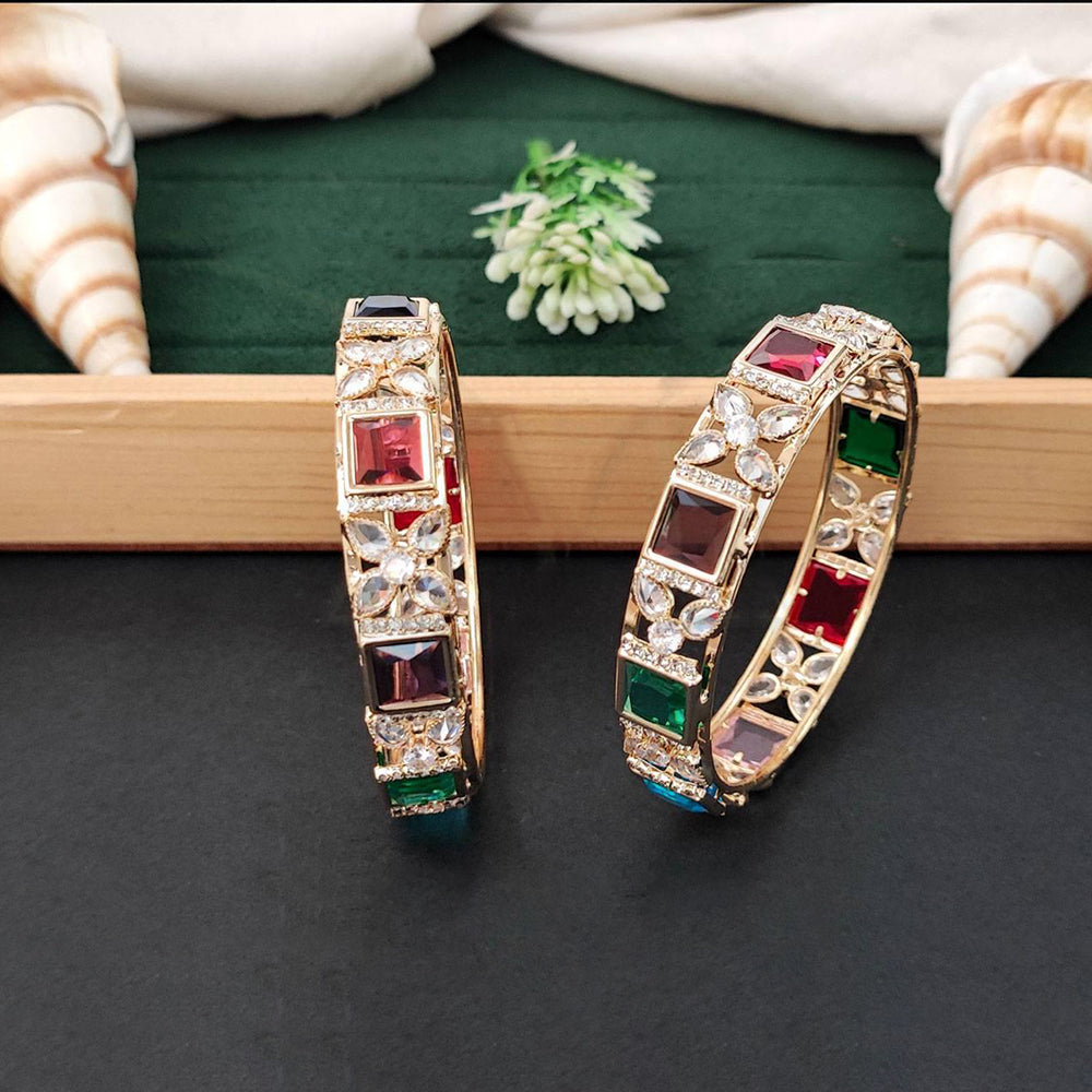 Js Fashion  Luxury American Diamond Fancy Bangles Set for Women