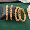 Js Fashion  Designer High Gold Bangles with Floral Carving Design