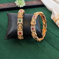 Js Fashion  Temple Design Gold Bangles with Lakshmi Motif