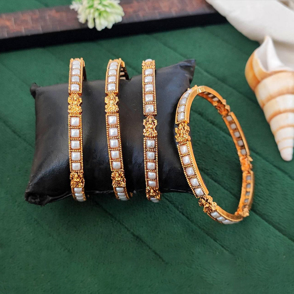 Js Fashion  Temple Design Pearl Bangles High Gold Finish