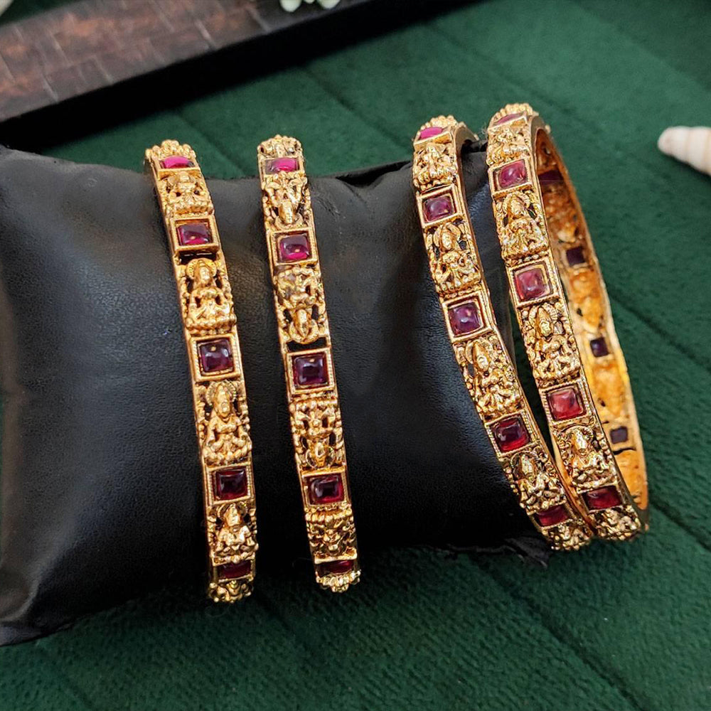 Js Fashion  Antique Temple Carving Designer Bangles Set