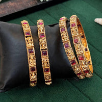 Js Fashion  Antique Temple Carving Designer Bangles Set