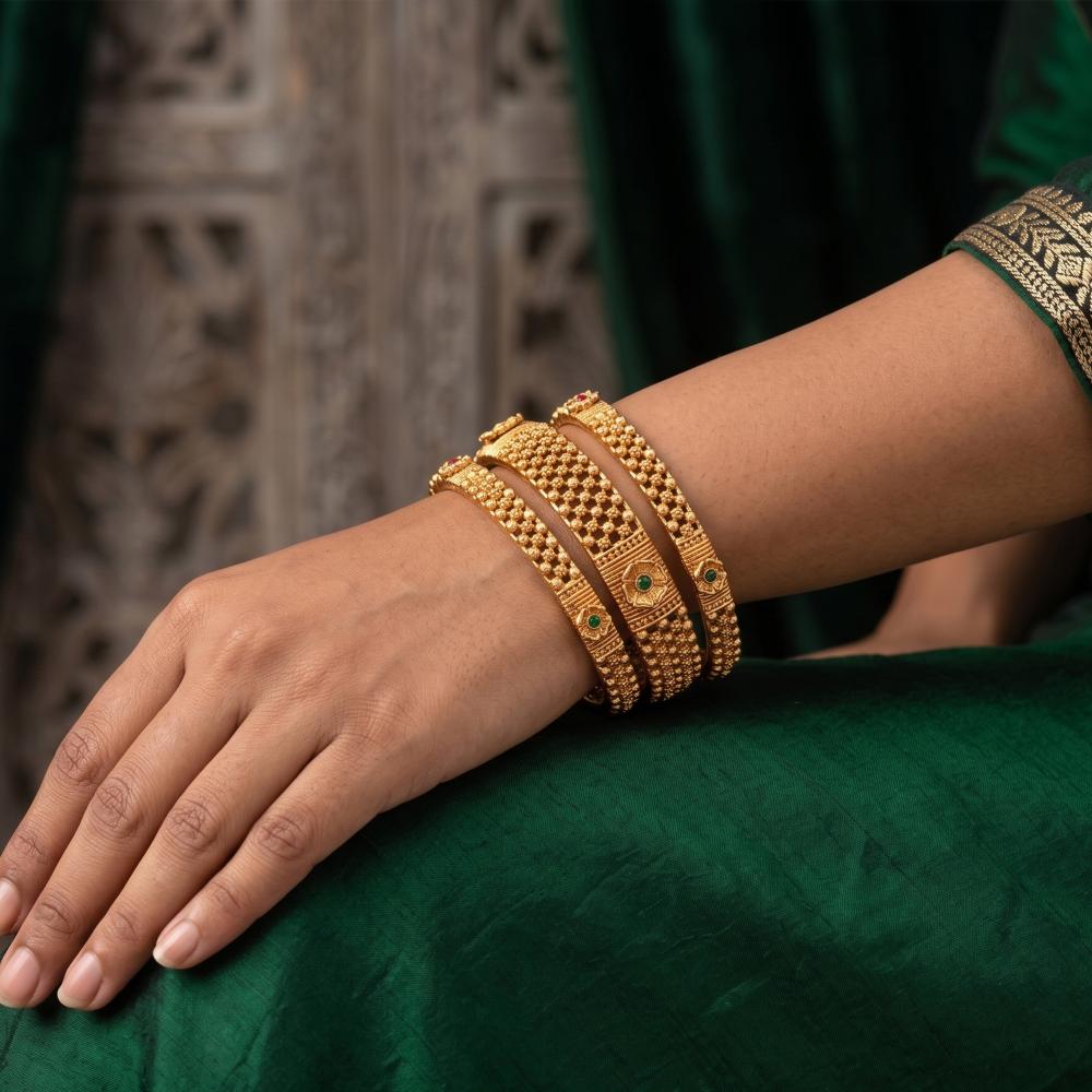 Js Fashion  Antique Gold Bangles Set Traditional Designer Style