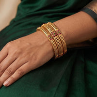 Js Fashion  Traditional High Gold Stone Bangles Set for Women