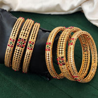 Js Fashion  Traditional High Gold Stone Bangles Set for Women