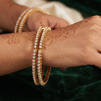 Js Fashion  Mehendi Polish Crystal Kundan Bangle Set for Women