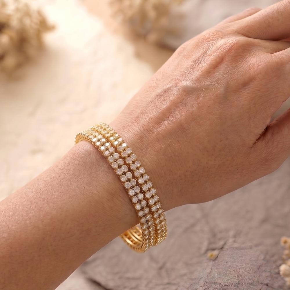 Js Fashion  Mehendi Polish Crystal Kundan Bangle Set for Women