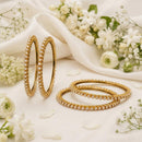 Js Fashion  Mehendi Polish Crystal Kundan Bangle Set for Women