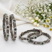 Js Fashion  Oxidized Pearl Designer  Set of 4 Bangle for Women