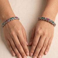 Js Fashion  Oxidized Stone Designer Set of 2 Bangles for Women