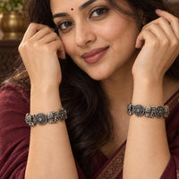 Js Fashion  Oxidized Elephant Designer Bangle Set of 2 for Women