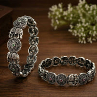 Js Fashion  Oxidized Elephant Designer Bangle Set of 2 for Women