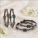 Js Fashion  Traditional Oxidized Party Wear Floral Set of 4 Bangles for Women