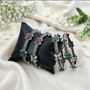 Js Fashion  Traditional Oxidized Party Wear Floral Set of 4 Bangles for Women