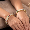 Js Fashion  Luxury High Gold CZ Stone Party Wear Set of 2 Banlges for Women 