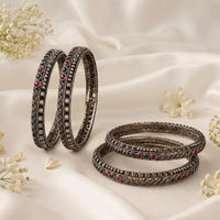 Js Fashion  Oxidized Silver Traditional Designer Bangle Set