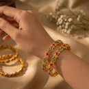 Js Fashion  Traditional Gold Filigree Gemstone Set of 4 Bangles for Women