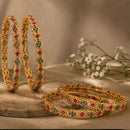 Js Fashion  Traditional Gold Filigree Gemstone Set of 4 Bangles for Women