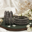 Js Fashion  Elegant Oxidized Silver Antique Set of 6 Bangles for Women