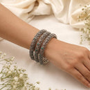 Js Fashion  Designer Oxidized Silver Leaf Motif Set of 6 Bangles for Women