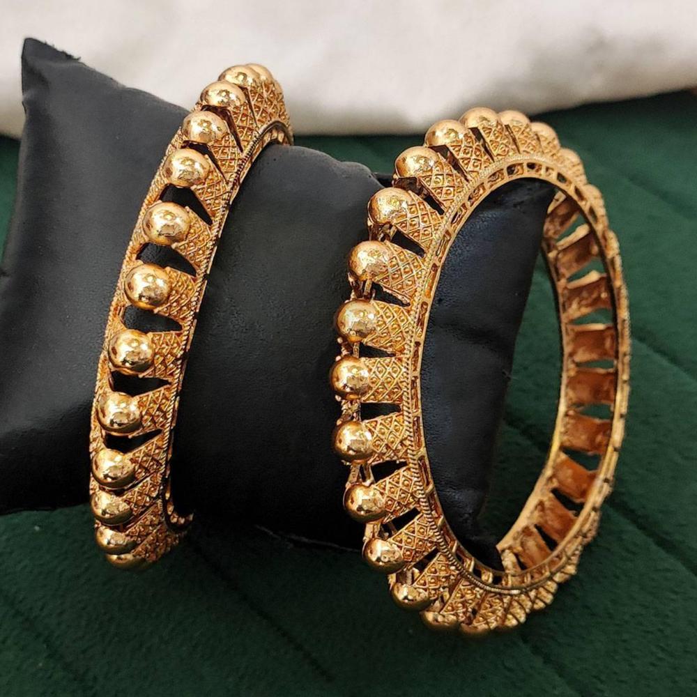 Js Fashion  Premium Traditional Textured Gold Set of 2 Bangles