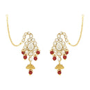 Etnico Wedding Collection Traditional Ethnic Gold Plated Pearl & Kundan Stone Work Bridal Jewellery Set For Women