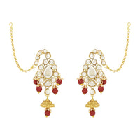 Etnico Wedding Collection Traditional Ethnic Gold Plated Pearl & Kundan Stone Work Bridal Jewellery Set For Women