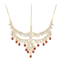 Etnico Wedding Collection Traditional Ethnic Gold Plated Pearl & Kundan Stone Work Bridal Jewellery Set For Women