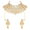 Etnico Wedding Collection Traditional Ethnic Gold Plated Pearl & Kundan Stone Work Bridal Jewellery Set For Women
