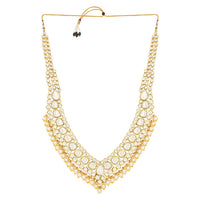Etnico Wedding Collection Traditional Ethnic Gold Plated Pearl & Kundan Stone Work Bridal Jewellery Set For Women