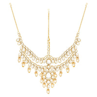 Etnico Wedding Collection Traditional Ethnic Gold Plated Pearl & Kundan Stone Work Bridal Jewellery Set For Women