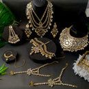 Etnico Wedding Collection Traditional Ethnic Gold Plated Pearl & Kundan Stone Work Bridal Jewellery Set For Women