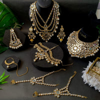 Etnico Wedding Collection Traditional Ethnic Gold Plated Pearl & Kundan Stone Work Bridal Jewellery Set For Women