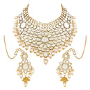 Etnico Wedding Collection Traditional Ethnic Gold Plated Pearl & Kundan Stone Work Bridal Jewellery Set For Women