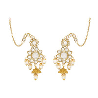 Etnico Wedding Collection Traditional Ethnic Gold Plated Pearl & Kundan Stone Work Bridal Jewellery Set For Women