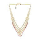 Etnico Wedding Collection Traditional Ethnic Gold Plated Pearl & Kundan Stone Work Bridal Jewellery Set For Women
