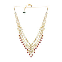 Etnico Wedding Collection Traditional Ethnic Gold Plated Pearl & Kundan Stone Work Bridal Jewellery Set For Women