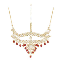 Etnico Wedding Collection Traditional Ethnic Gold Plated Pearl & Kundan Stone Work Bridal Jewellery Set For Women
