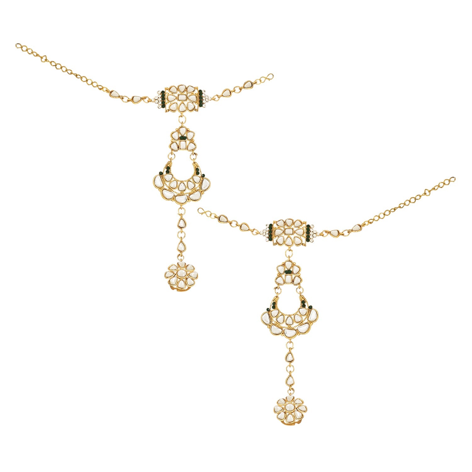 Etnico Wedding Collection Traditional Ethnic Gold Plated Pearl & Kundan Stone Work Bridal Jewellery Set For Women