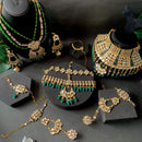 Etnico Wedding Collection Traditional Ethnic Gold Plated Pearl & Kundan Stone Work Bridal Jewellery Set For Women 