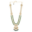 Etnico Wedding Collection Traditional Ethnic Gold Plated Pearl & Kundan Stone Work Bridal Jewellery Set For Women