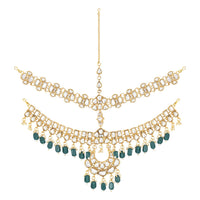Etnico Wedding Collection Traditional Ethnic Gold Plated Pearl & Kundan Stone Work Bridal Jewellery Set For Women