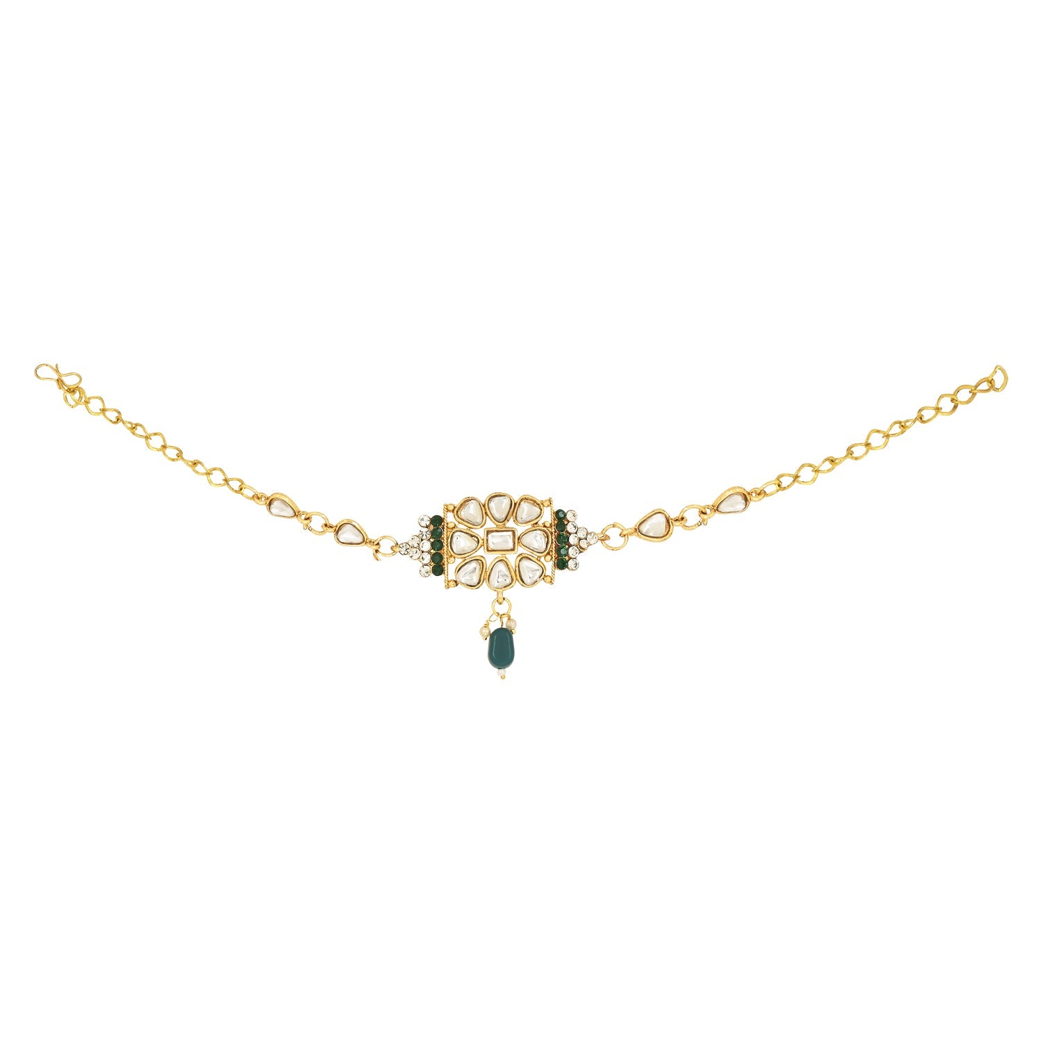 Etnico Wedding Collection Traditional Ethnic Gold Plated Pearl & Kundan Stone Work Bridal Jewellery Set For Women